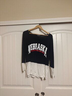 Nebraska Huskers Sweatshirt Women Medium Gameday Couture Black White Zippers